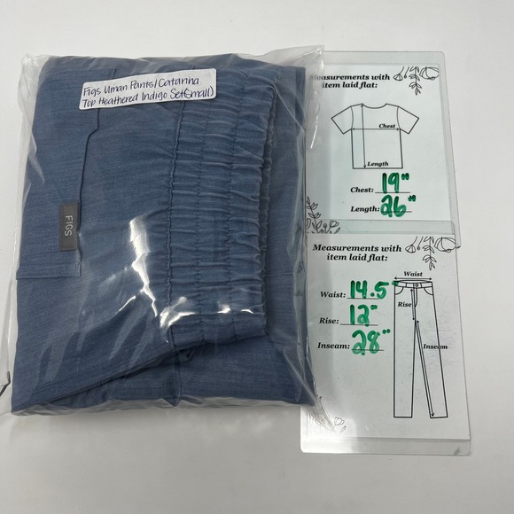 Figs Catarina Top Uman Jogger Pants Scrub Set Heathered Indigo WomensSmall - Picture 11 of 11